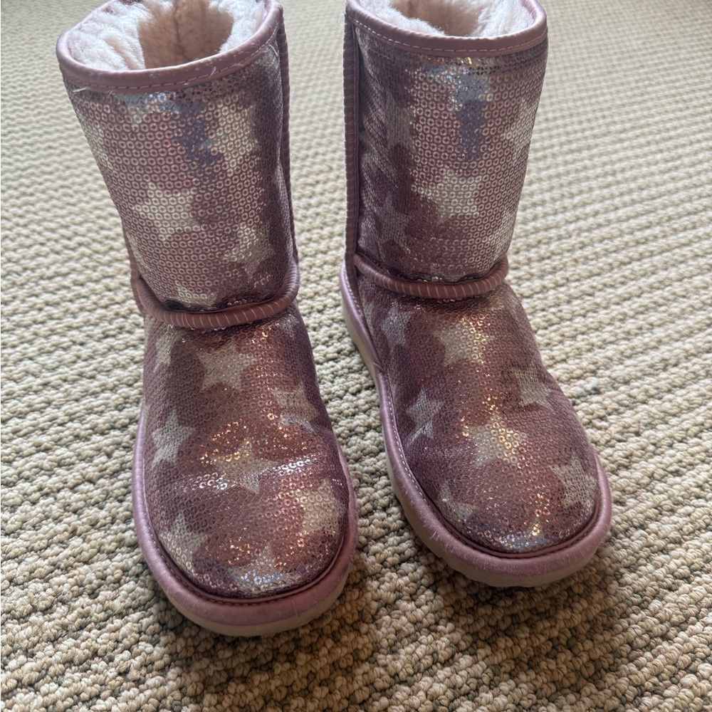 UGG Pink Sequin Star Boots GUC sz 5